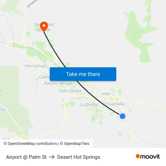 Airport @ Palm St to Desert Hot Springs map