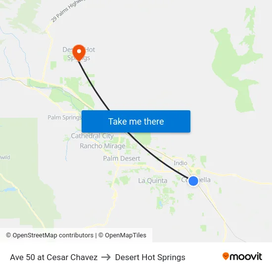 Ave 50 at Cesar Chavez to Desert Hot Springs map