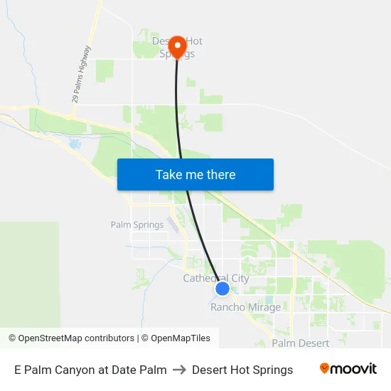 E Palm Canyon at Date Palm to Desert Hot Springs map