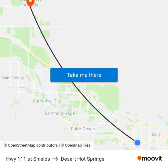 Hwy 111 at Shields to Desert Hot Springs map