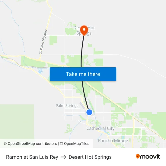 Ramon at San Luis Rey to Desert Hot Springs map