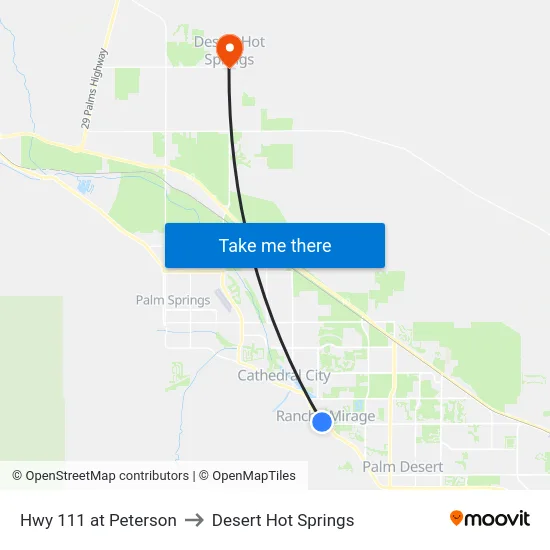 Hwy 111 at Peterson to Desert Hot Springs map