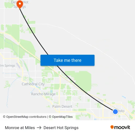 Monroe at Miles to Desert Hot Springs map