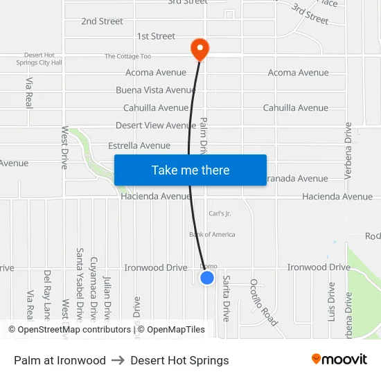 Palm at Ironwood to Desert Hot Springs map