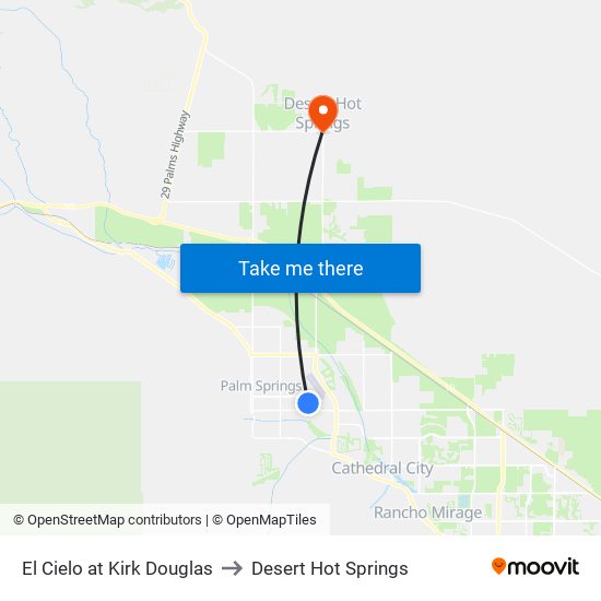 El Cielo at Kirk Douglas to Desert Hot Springs map
