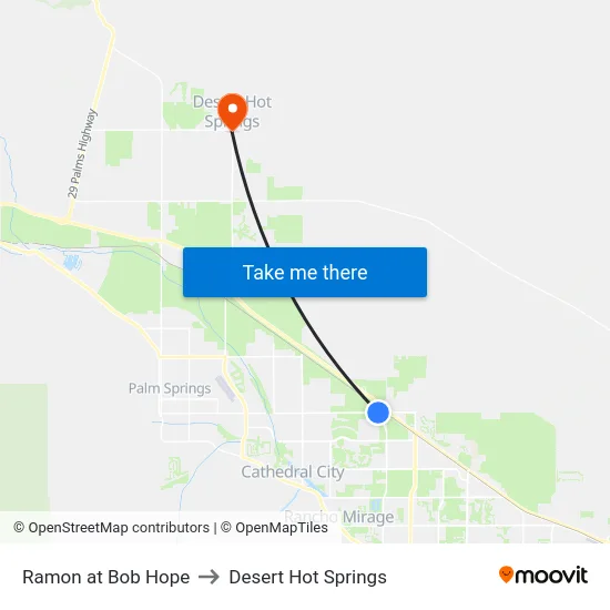 Ramon at Bob Hope to Desert Hot Springs map