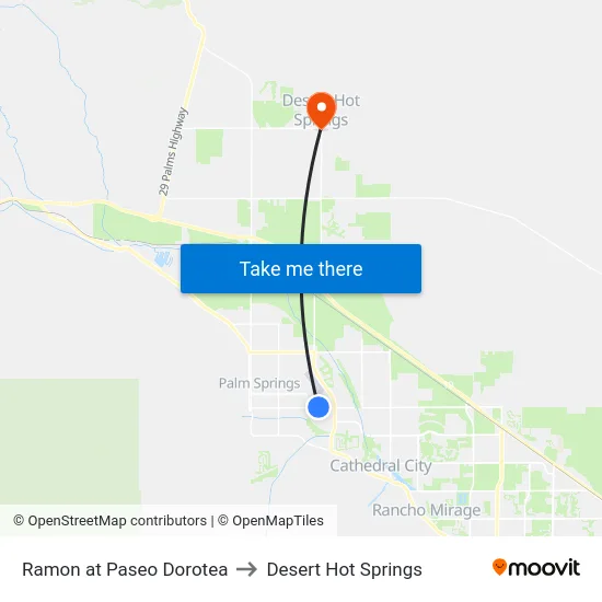 Ramon at Paseo Dorotea to Desert Hot Springs map