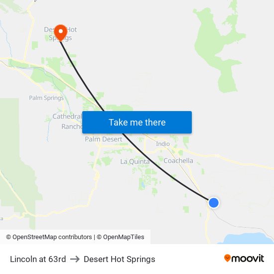 Lincoln at 63rd to Desert Hot Springs map