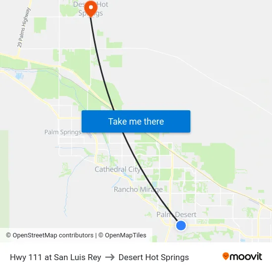 Hwy 111 at San Luis Rey to Desert Hot Springs map