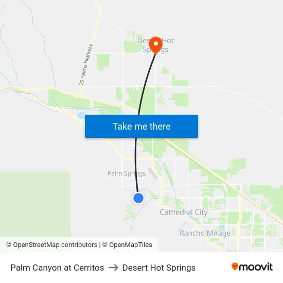 Palm Canyon at Cerritos to Desert Hot Springs map