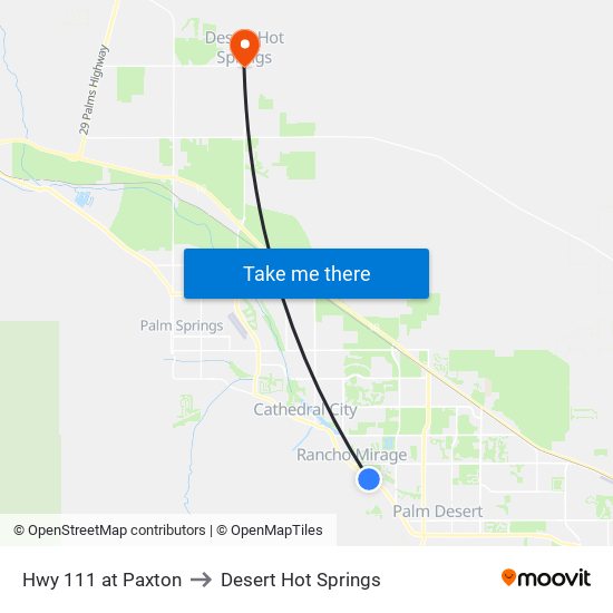 Hwy 111 at Paxton to Desert Hot Springs map