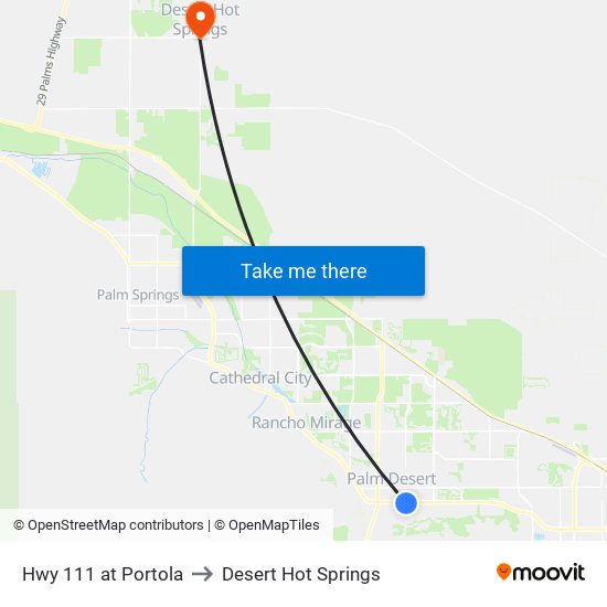 Hwy 111 at Portola to Desert Hot Springs map