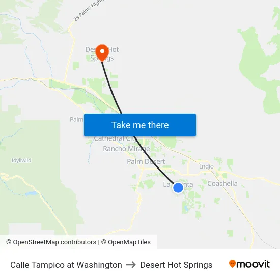 Calle Tampico at Washington to Desert Hot Springs map