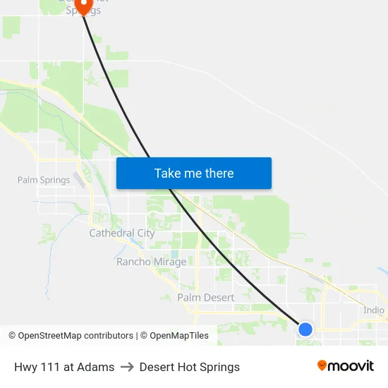 Hwy 111 at Adams to Desert Hot Springs map