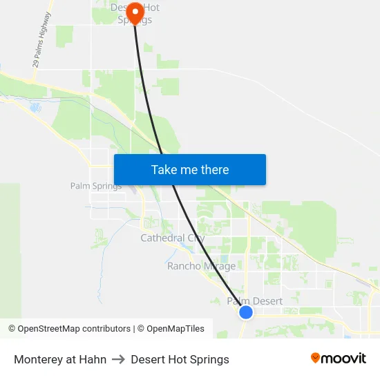 Monterey at Hahn to Desert Hot Springs map