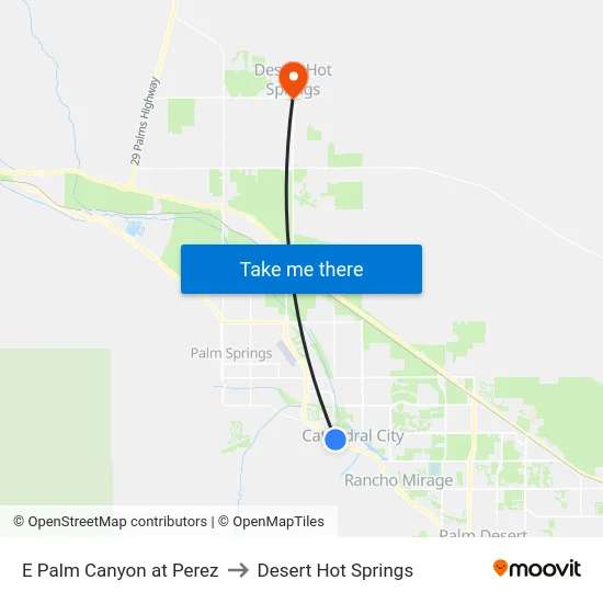 E Palm Canyon at Perez to Desert Hot Springs map