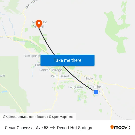 Cesar Chavez at Ave 53 to Desert Hot Springs map