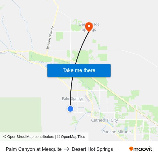Palm Canyon at Mesquite to Desert Hot Springs map