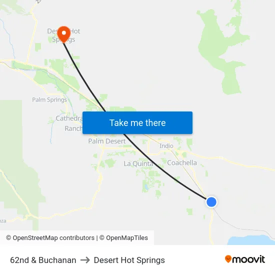 62nd & Buchanan to Desert Hot Springs map