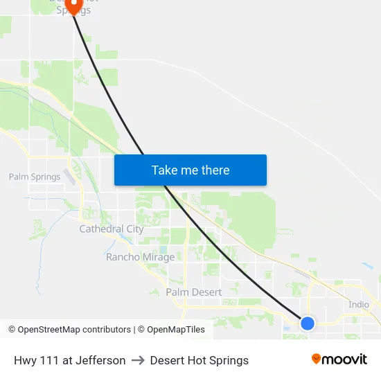 Hwy 111 at Jefferson to Desert Hot Springs map