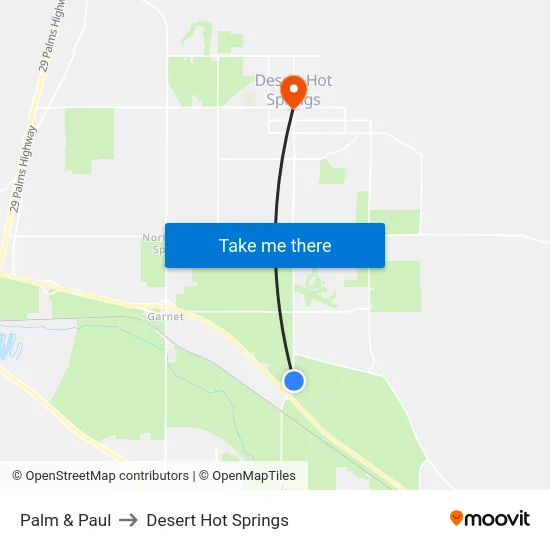 Palm & Paul to Desert Hot Springs map