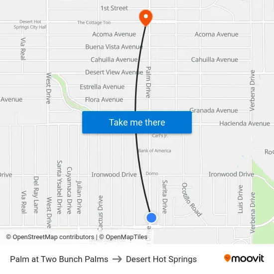 Palm at Two Bunch Palms to Desert Hot Springs map