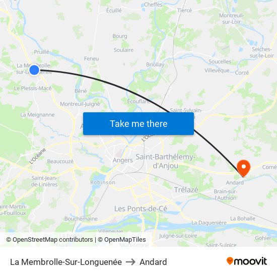 La Membrolle-Sur-Longuenée to Andard map