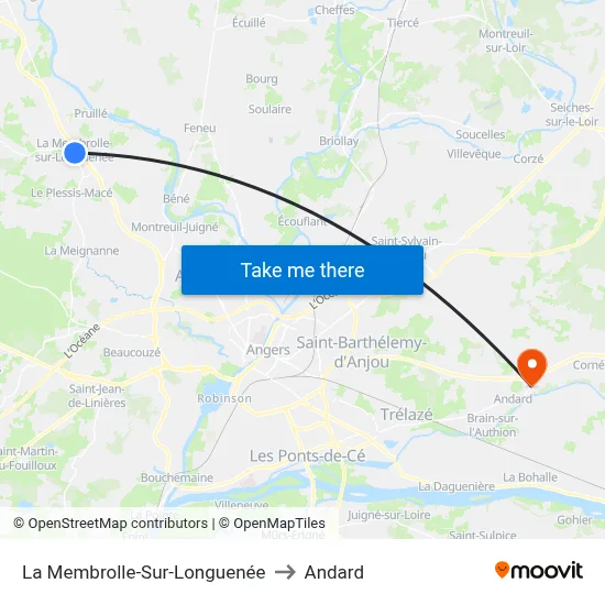 La Membrolle-Sur-Longuenée to Andard map