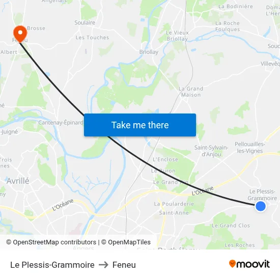 Le Plessis-Grammoire to Feneu map