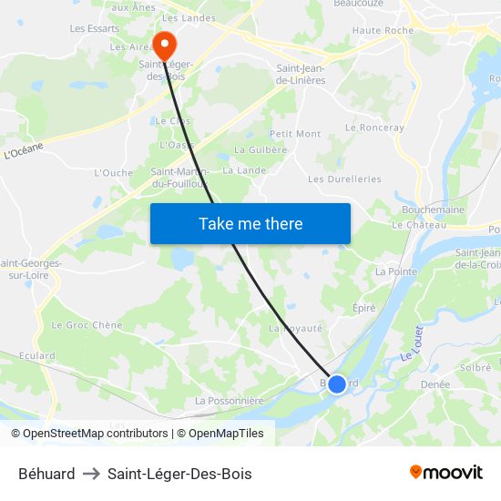 Béhuard to Saint-Léger-Des-Bois map