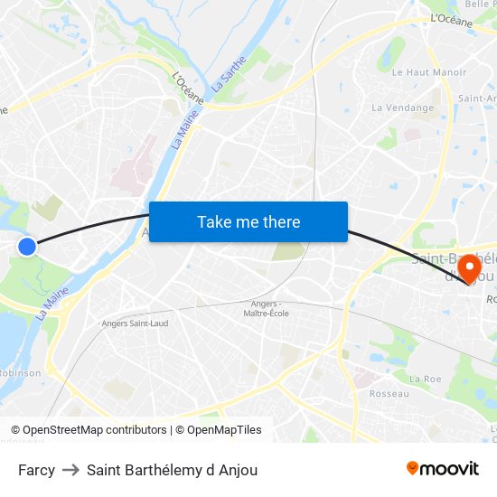 Farcy to Saint Barthélemy d Anjou map