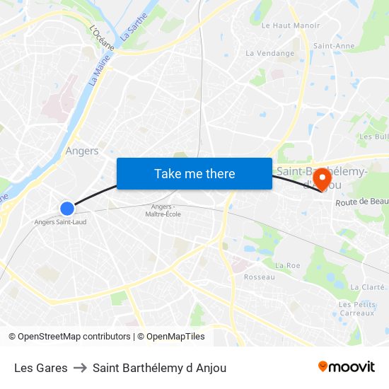 Les Gares to Saint Barthélemy d Anjou map
