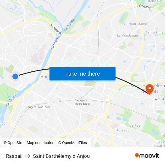 Raspail to Saint Barthélemy d Anjou map