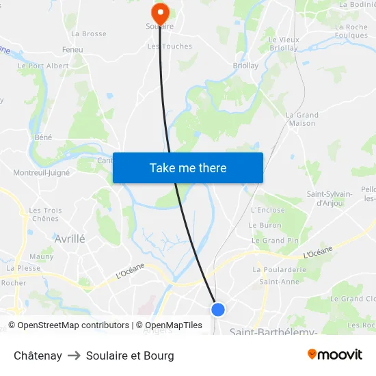 Châtenay to Soulaire et Bourg map