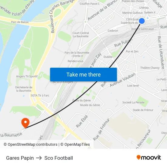 Gares Papin to Sco Football map