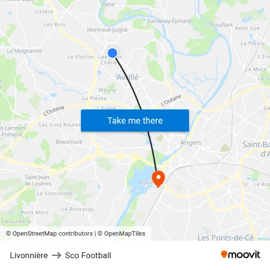 Livonnière to Sco Football map
