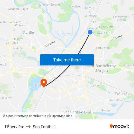 L'Épervière to Sco Football map