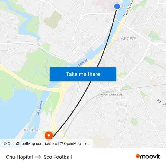 Chu-Hôpital to Sco Football map