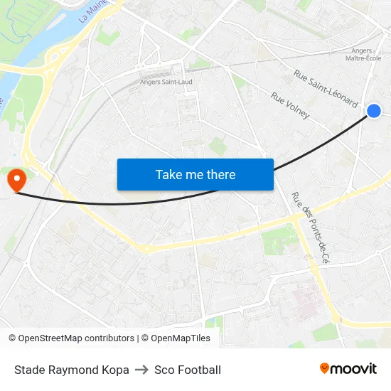 Stade Raymond Kopa to Sco Football map