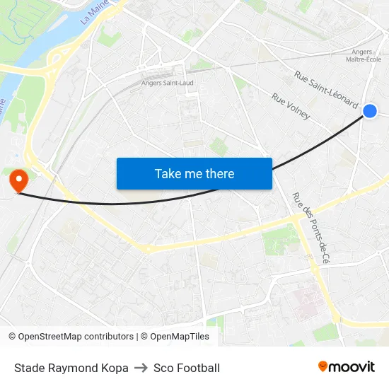 Stade Raymond Kopa to Sco Football map