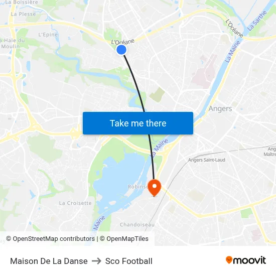 Maison De La Danse to Sco Football map