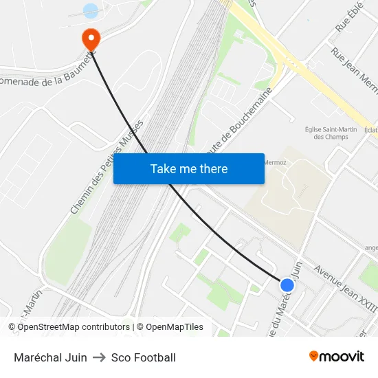 Maréchal Juin to Sco Football map