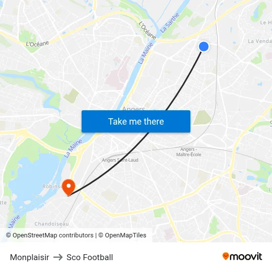 Monplaisir to Sco Football map