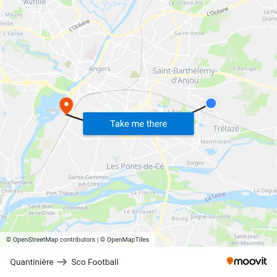 Quantinière to Sco Football map