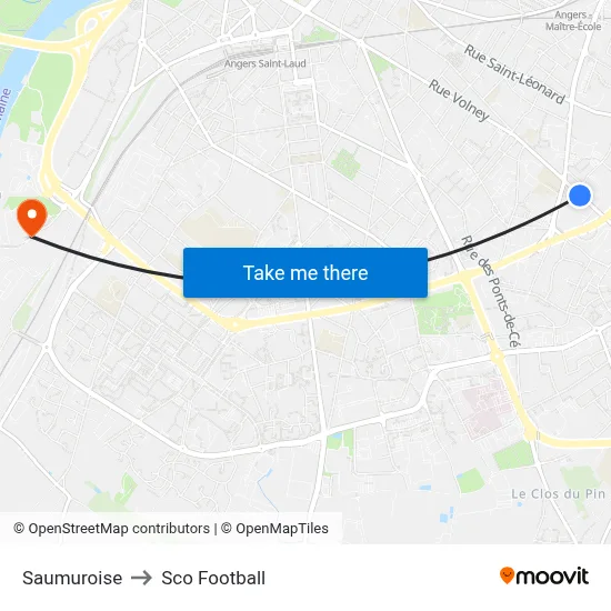 Saumuroise to Sco Football map