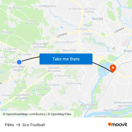 Pâtis to Sco Football map