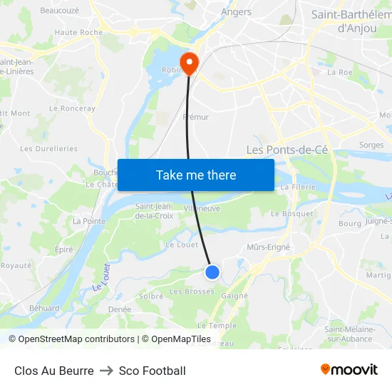 Clos Au Beurre to Sco Football map