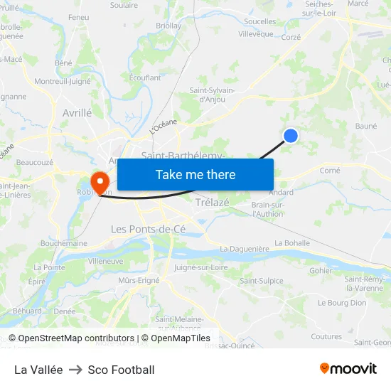 La Vallée to Sco Football map