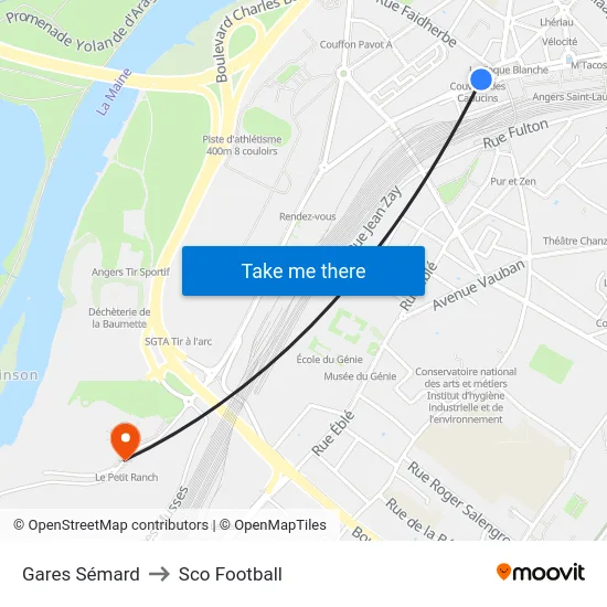 Gares Sémard to Sco Football map