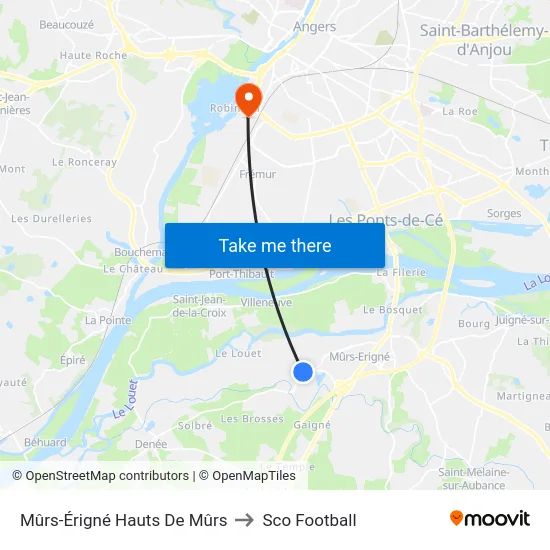 Mûrs-Érigné Hauts De Mûrs to Sco Football map